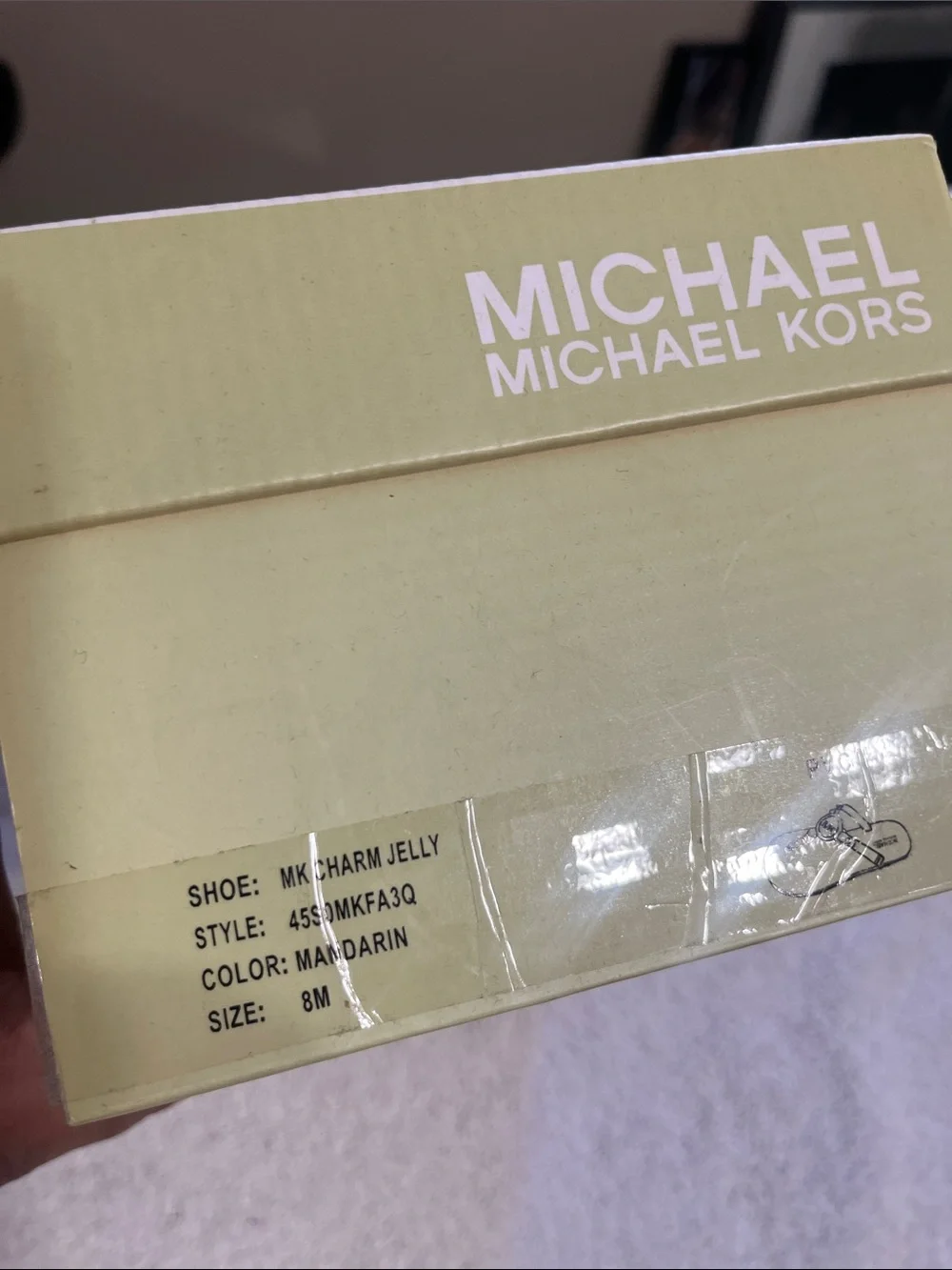 Michael Kors Orange Patent MK Medallion Cork-Print Thongs
